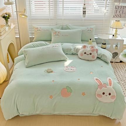 娜娜 2023新款牛奶绒毛巾绣套件 萌萌兔-繁星蓝