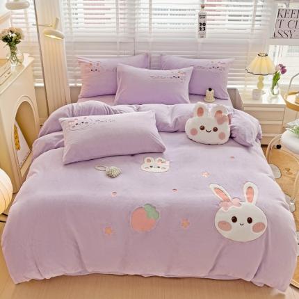 娜娜 2023新款牛奶绒毛巾绣套件 萌萌兔-浅紫