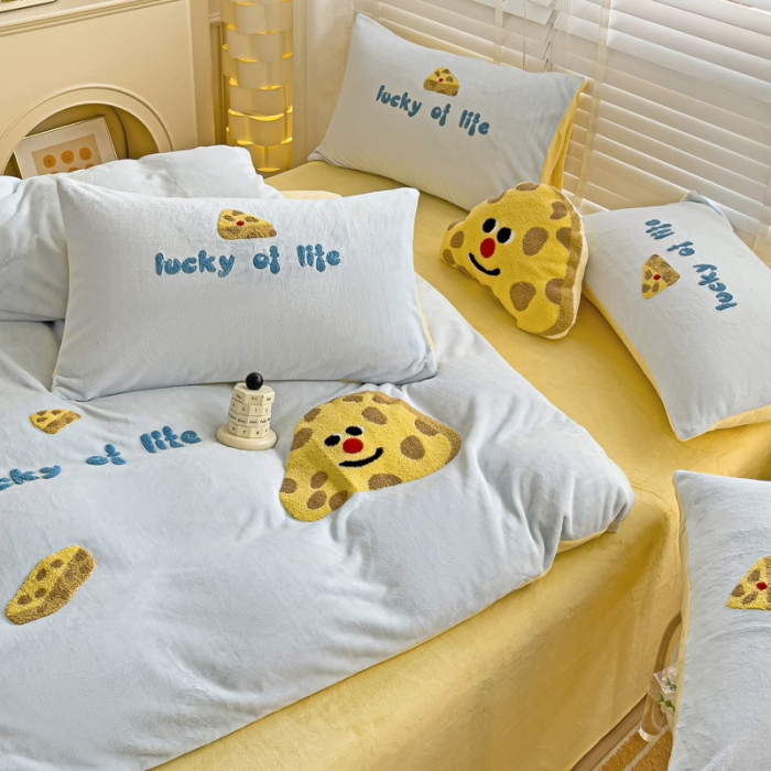 91家纺网 家纺一手货源 找家纺 娜娜 2023新款牛奶绒毛巾绣套件 海绵宝宝-天空蓝小号