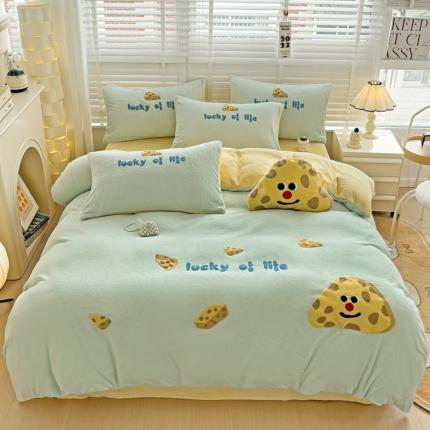 91家纺网 家纺一手货源 找家纺 娜娜 2023新款牛奶绒毛巾绣套件 海绵宝宝-繁星蓝