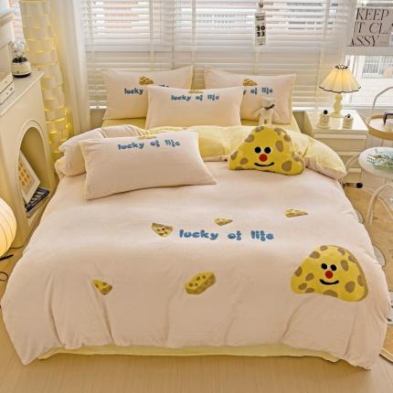 91家纺网 家纺一手货源 找家纺 娜娜 2023新款牛奶绒毛巾绣套件 海绵宝宝-玉色小号