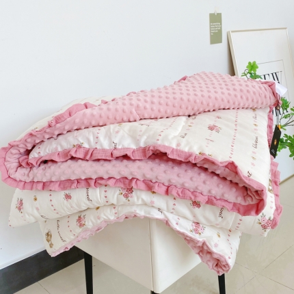 91家纺网 家纺一手货源 找家纺 （总）蓝庭全棉印花花边豆豆被冬被大豆被春秋被芯被子可机洗