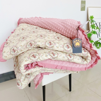 91家纺网 家纺一手货源 找家纺 （总）蓝庭全棉印花花边豆豆被冬被大豆被春秋被芯被子可机洗