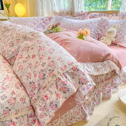 91家纺网 家纺一手货源 找家纺 （总）艾唯希 2024新款全棉韩式花边四件套纯棉唯美公主风田园系列