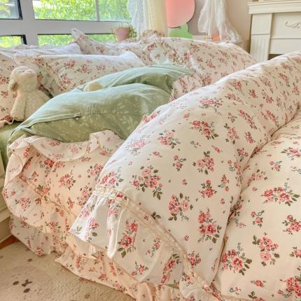 91家纺网 家纺一手货源 找家纺 （总）艾唯希 2024新款全棉韩式花边四件套纯棉唯美公主风田园系列