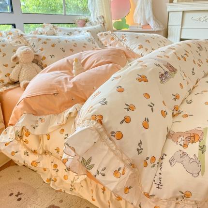 91家纺网 家纺一手货源 找家纺 （总）艾唯希 2024新款全棉韩式花边四件套纯棉唯美公主风田园系列