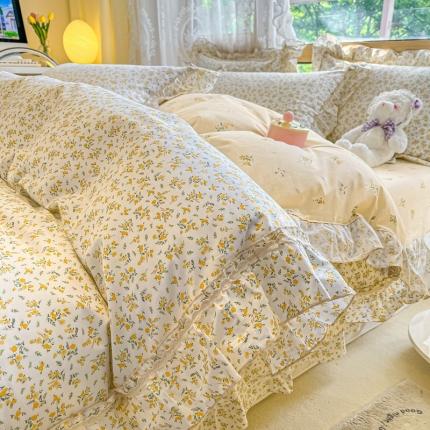 91家纺网 家纺一手货源 找家纺 （总）艾唯希 2024新款全棉韩式花边四件套纯棉唯美公主风田园系列