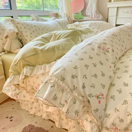 91家纺网 家纺一手货源 找家纺 （总）艾唯希 2024新款全棉韩式花边四件套纯棉唯美公主风田园系列