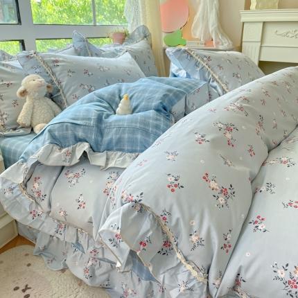 91家纺网 家纺一手货源 找家纺 （总）艾唯希 2024新款全棉韩式花边四件套纯棉唯美公主风田园系列