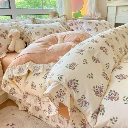 91家纺网 家纺一手货源 找家纺 （总）艾唯希 2024新款全棉韩式花边四件套纯棉唯美公主风田园系列