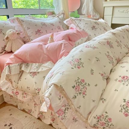 91家纺网 家纺一手货源 找家纺 （总）艾唯希 2024新款全棉韩式花边四件套纯棉唯美公主风田园系列