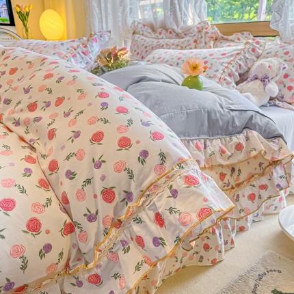 91家纺网 家纺一手货源 找家纺 （总）艾唯希 2024新款全棉韩式花边四件套纯棉唯美公主风田园系列