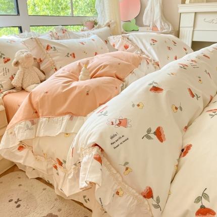 91家纺网 家纺一手货源 找家纺 （总）艾唯希 2024新款全棉韩式花边四件套纯棉唯美公主风田园系列