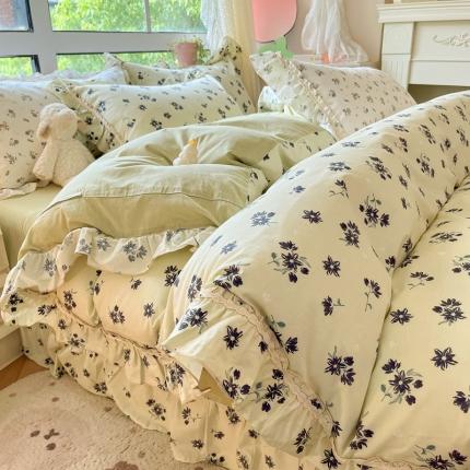 91家纺网 家纺一手货源 找家纺 （总）艾唯希 2024新款全棉韩式花边四件套纯棉唯美公主风田园系列