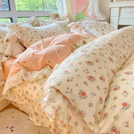 91家纺网 家纺一手货源 找家纺 艾唯希家纺 2024新款全棉韩式花边四件套纯棉公主风田园系列 花朝月夕