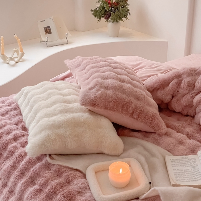 91家纺网 家纺一手货源 找家纺 （总）潘朵拉 2023新款ins小红书风爆款兔毛大泡泡四件套