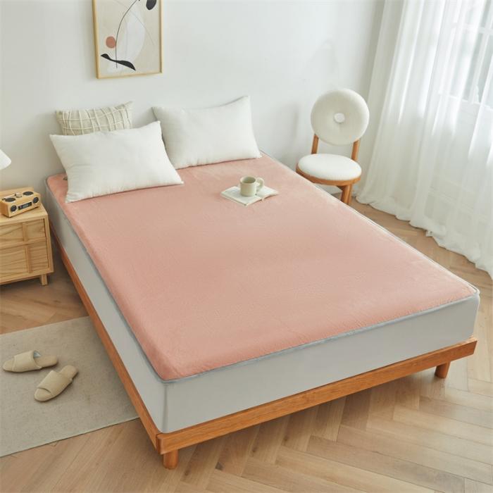 91家纺网 家纺一手货源 找家纺 AB版双面牛奶绒床笠 复合保暖床笠 双面可用 粉绿