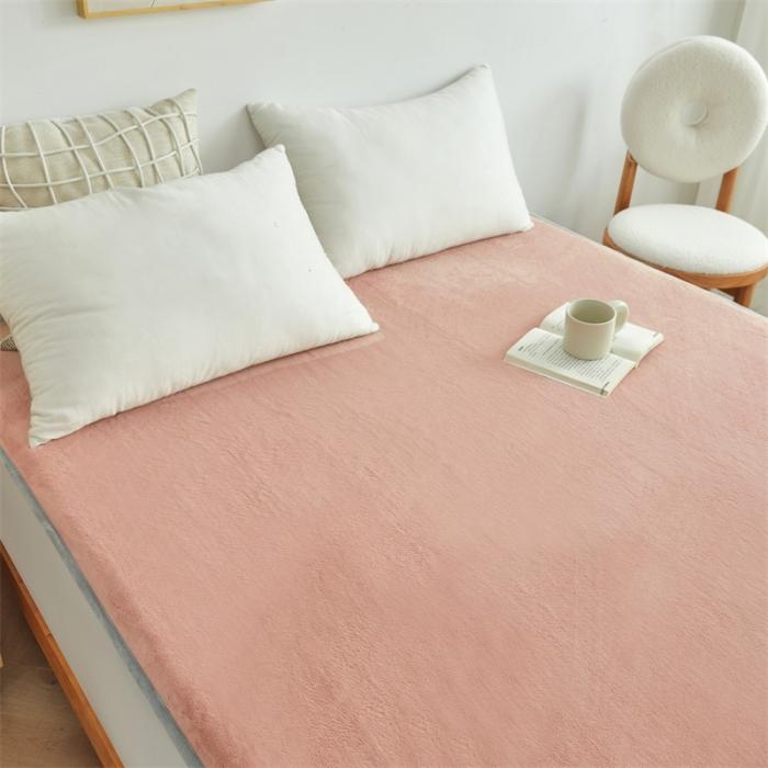 91家纺网 家纺一手货源 找家纺 AB版双面牛奶绒床笠 复合保暖床笠 双面可用 粉绿