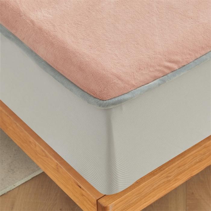 91家纺网 家纺一手货源 找家纺 AB版双面牛奶绒床笠 复合保暖床笠 双面可用 粉绿