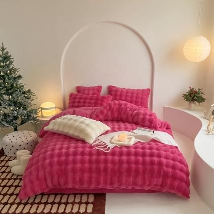 潘朵拉 2023新款爆款兔毛大泡泡四件套 大泡泡火龙果色