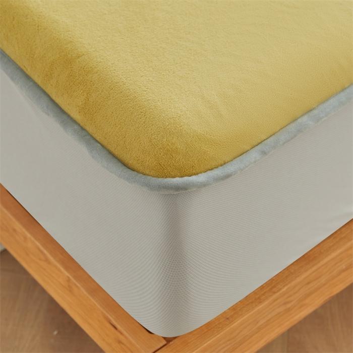 91家纺网 家纺一手货源 找家纺 AB版双面牛奶绒床笠 复合保暖床笠 双面可用 黄灰