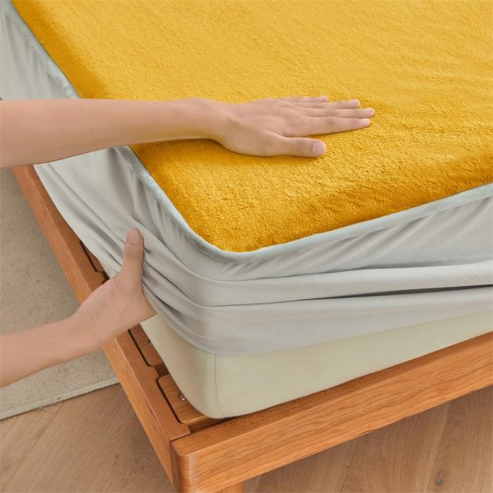 91家纺网 家纺一手货源 找家纺 AB版双面牛奶绒床笠 复合保暖床笠 双面可用 黄绿