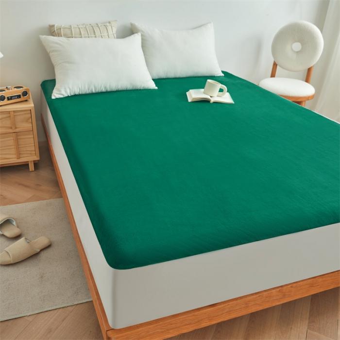 91家纺网 家纺一手货源 找家纺 AB版双面牛奶绒床笠 复合保暖床笠 双面可用 黄绿