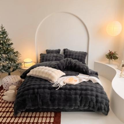 潘朵拉 2023新款爆款兔毛大泡泡四件套 大泡泡深灰