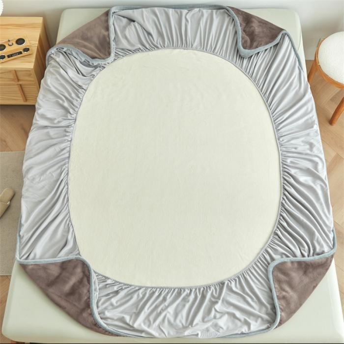 91家纺网 家纺一手货源 找家纺 AB版双面牛奶绒床笠 复合保暖床笠 双面可用 咖白