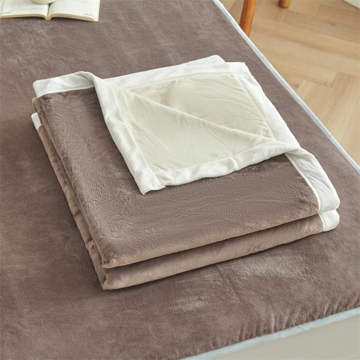 91家纺网 家纺一手货源 找家纺 AB版双面牛奶绒床笠 复合保暖床笠 双面可用 咖白