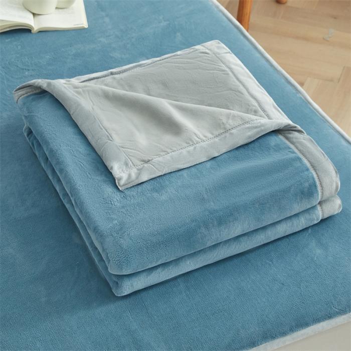 91家纺网 家纺一手货源 找家纺 AB版双面牛奶绒床笠 复合保暖床笠 双面可用 蓝灰