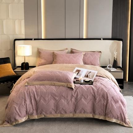 91家纺网 家纺一手货源 找家纺 总绘萱2024新不掉毛工艺雪兔绒兔兔绒四件套兔毛兔毛绒四件套牛奶绒