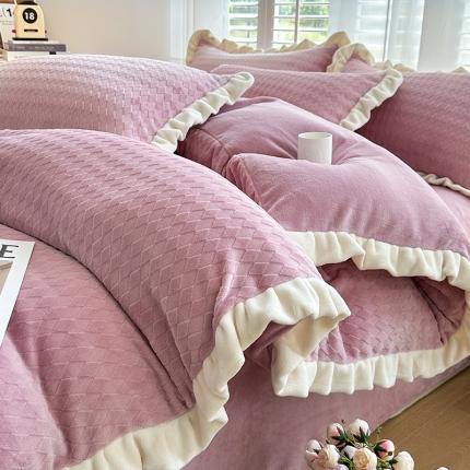 91家纺网 家纺一手货源 找家纺 （总）其奥 2025新款加厚床单床笠款提花牛奶绒四件套-安妮