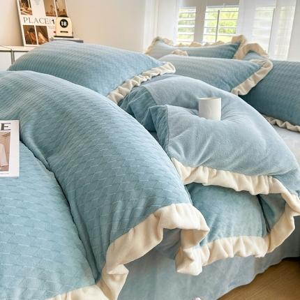 91家纺网 家纺一手货源 找家纺 （总）其奥 2025新款加厚床单床笠款提花牛奶绒四件套-安妮