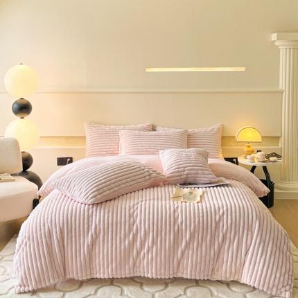 91家纺网 家纺一手货源 找家纺 （总）金爱家 2023新款全消光A类纯色獭兔绒立体牛奶绒四件套