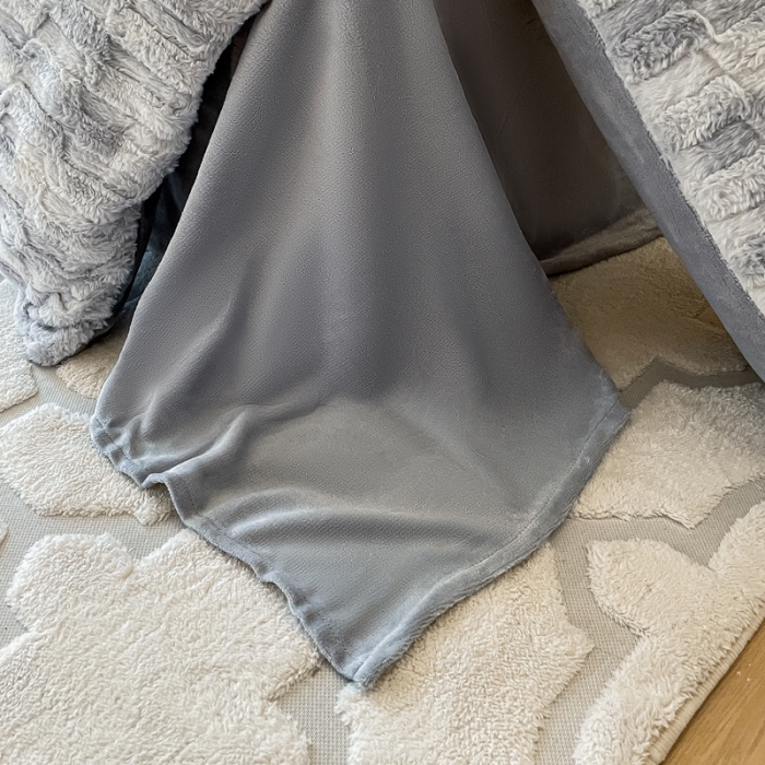 91家纺网 家纺一手货源 找家纺 金爱家 2023新款全消光A类纯色獭兔绒立体牛奶绒四件套 兔毛晕染灰