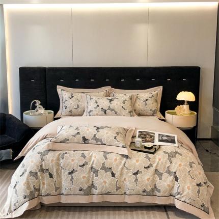 91家纺网 家纺一手货源 找家纺 （总）2023新款高端拼角嵌绳3221纯棉磨毛系列四件套