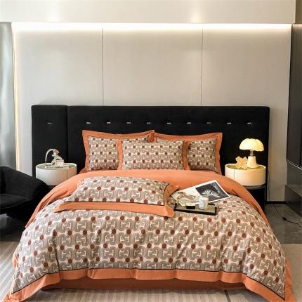 91家纺网 家纺一手货源 找家纺 （总）2023新款高端拼角嵌绳3221纯棉磨毛系列四件套