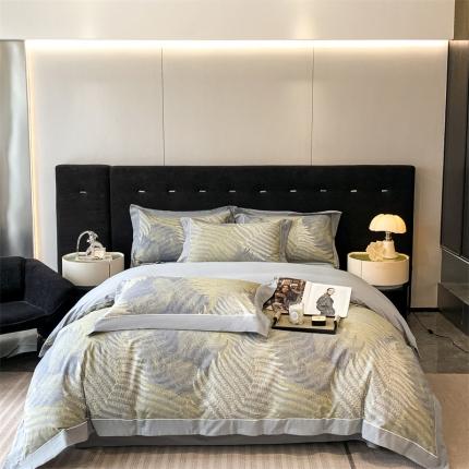 91家纺网 家纺一手货源 找家纺 2023新款高端拼角嵌绳3221纯棉磨毛系列四件套 洛克