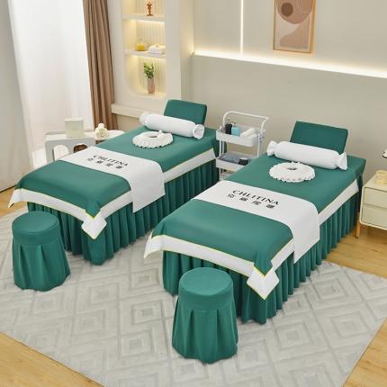 不打烊 2023新款欧洲尼美容床罩四件套 皇家风范 孔雀绿