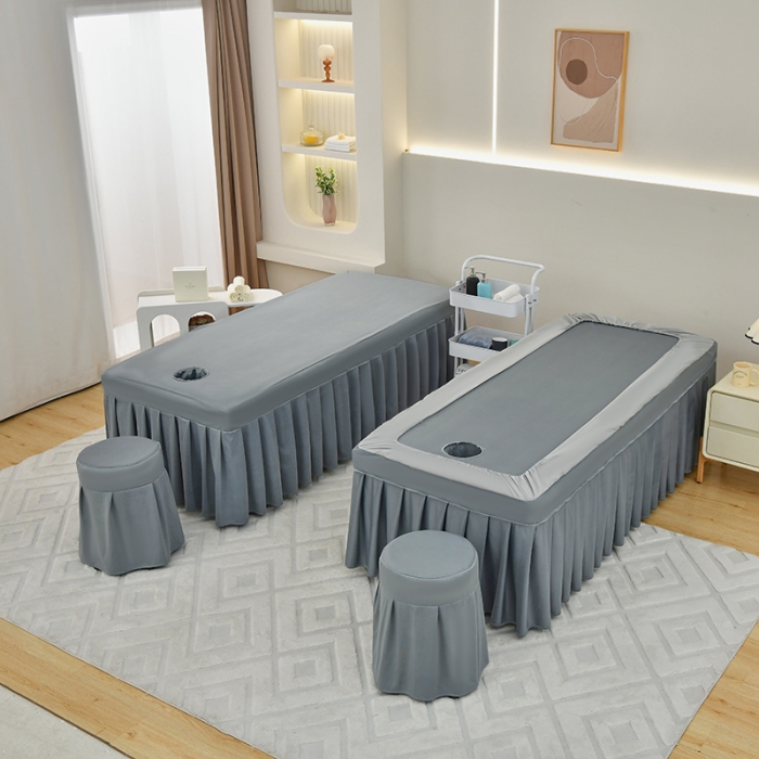 91家纺网 家纺一手货源 找家纺 不打烊 2023新款欧洲尼美容床罩四件套 皇家风范 灰色