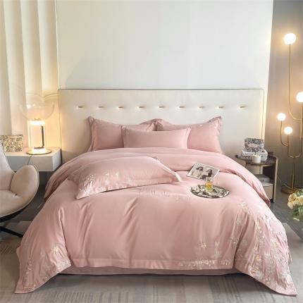 91家纺网 家纺一手货源 找家纺 （总）2023新款AB版亲肤棉绣花四件套-洛可可