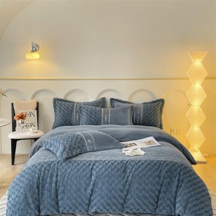 91家纺网 家纺一手货源 找家纺 （总）2023新款200克兔毛牛奶绒四件套-玫瑰爱恋