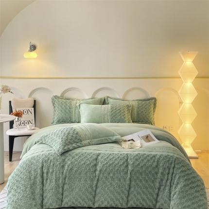 91家纺网 家纺一手货源 找家纺 （总）2023新款200克兔毛牛奶绒四件套-玫瑰爱恋