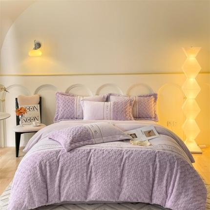 91家纺网 家纺一手货源 找家纺 （总）2023新款200克兔毛牛奶绒四件套-玫瑰爱恋