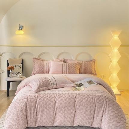 91家纺网 家纺一手货源 找家纺 （总）2023新款200克兔毛牛奶绒四件套-玫瑰爱恋