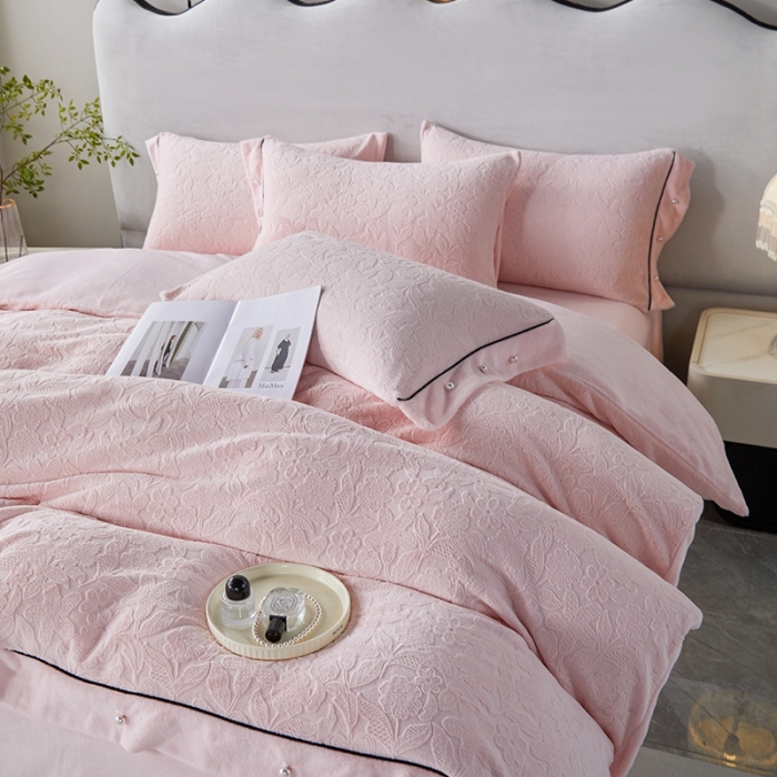 91家纺网 家纺一手货源 找家纺 （总）佳居缘 2023新款230g全消光牛奶绒四件套-花韵系列