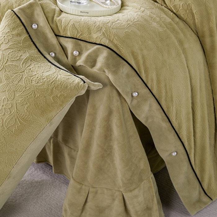 91家纺网 家纺一手货源 找家纺 佳居缘 2023新款230g全消光牛奶绒四件套-花韵系列 花韵-绿