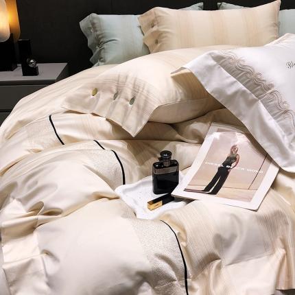 黑白森林23款100支金线色织提花四件套纯棉床上用品