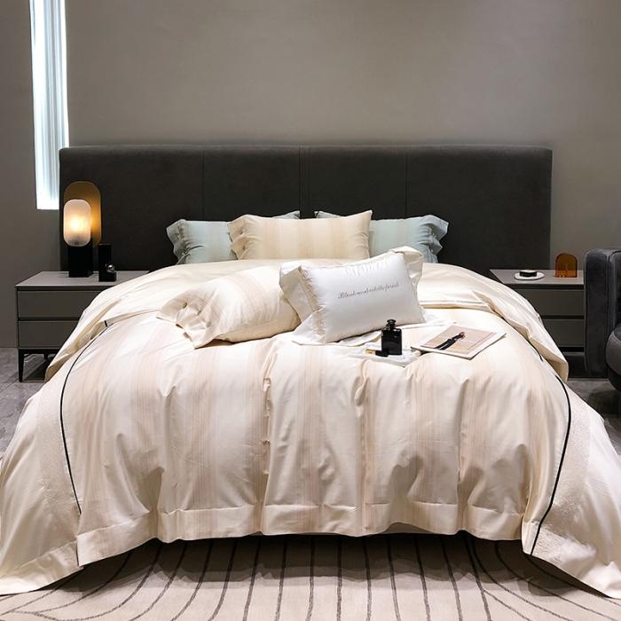 91家纺网 家纺一手货源 找家纺 黑白森林23款100支金线色织提花四件套纯棉床上用品